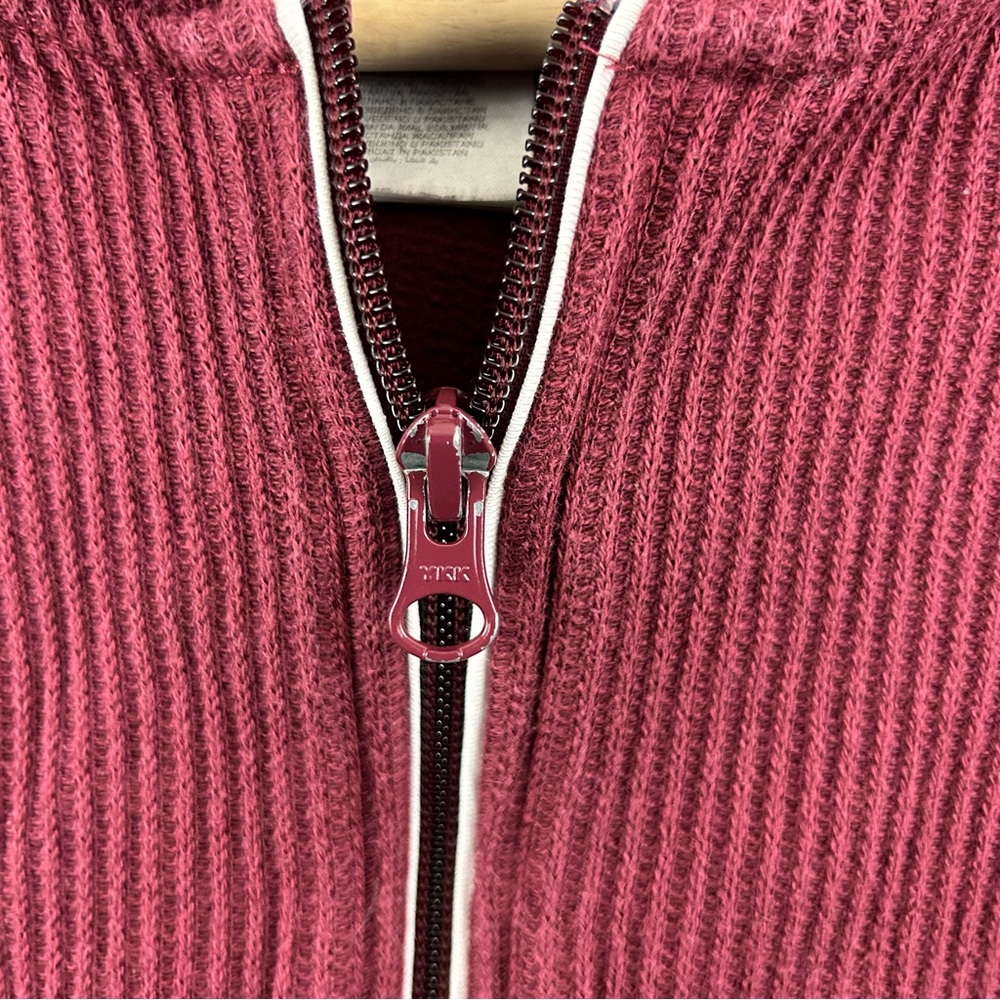 Reebok Burgundy Ribbed Cropped Hoodie Size Large - Picture 12 of 13